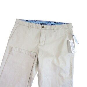 NWT Tommy Bahama Mens Chino Pants 36 X 32 Cream Stretch Cotton Flat Front